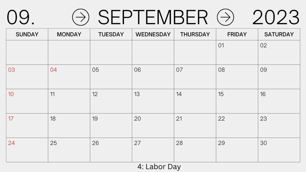 September 2023 Calendar